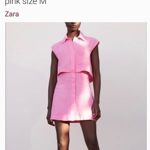 Zara pink linen dress NWT